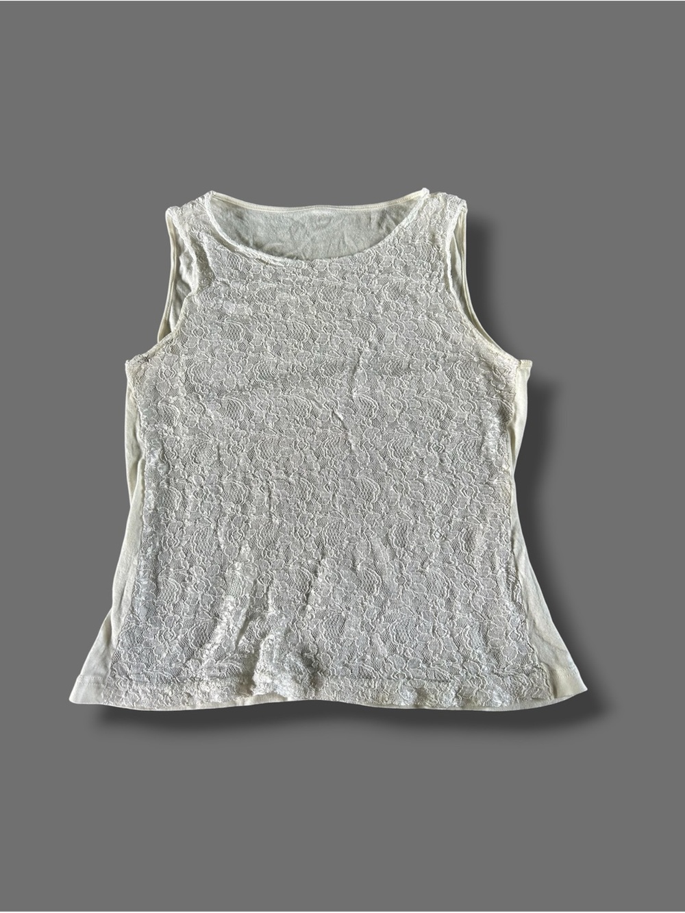 [No Brand] White Lace Front Tank